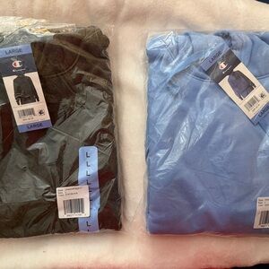 Champion Iceberg Blue Crewneck Sweatshirt - Large lot of two, black and blue